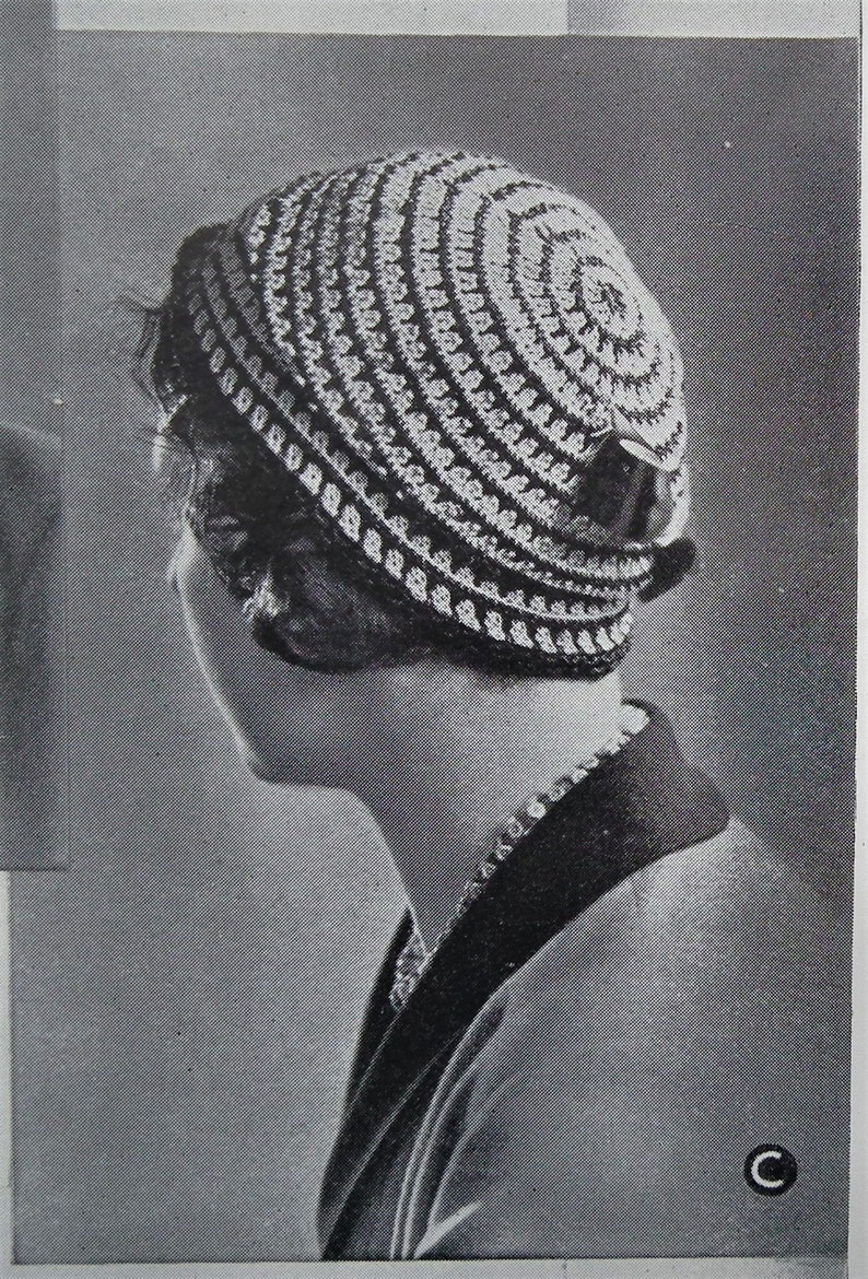 Vintage 1930s crochet patterns women's hats caps Fancy Needlework Illustrated magazine supplement 30s original patterns women's accessories image 7