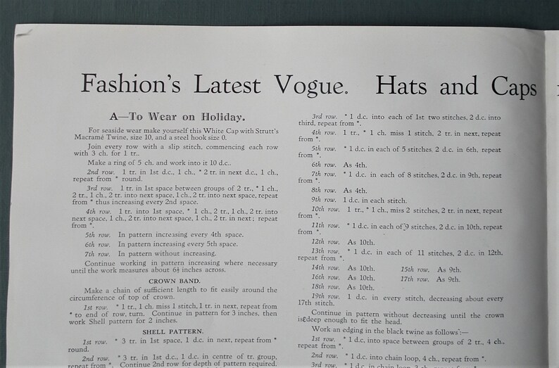 Vintage 1930s crochet patterns women's hats caps Fancy Needlework Illustrated magazine supplement 30s original patterns women's accessories image 9