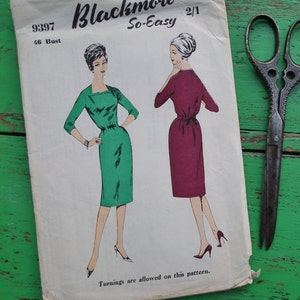 Vintage Sewing Pattern 50s 60s Womens Dress 46" Bust Plus Size / UK Size 20 / US Size 16 Blackmore So-Easy 9397 UK 1950s 1960s dressmaking