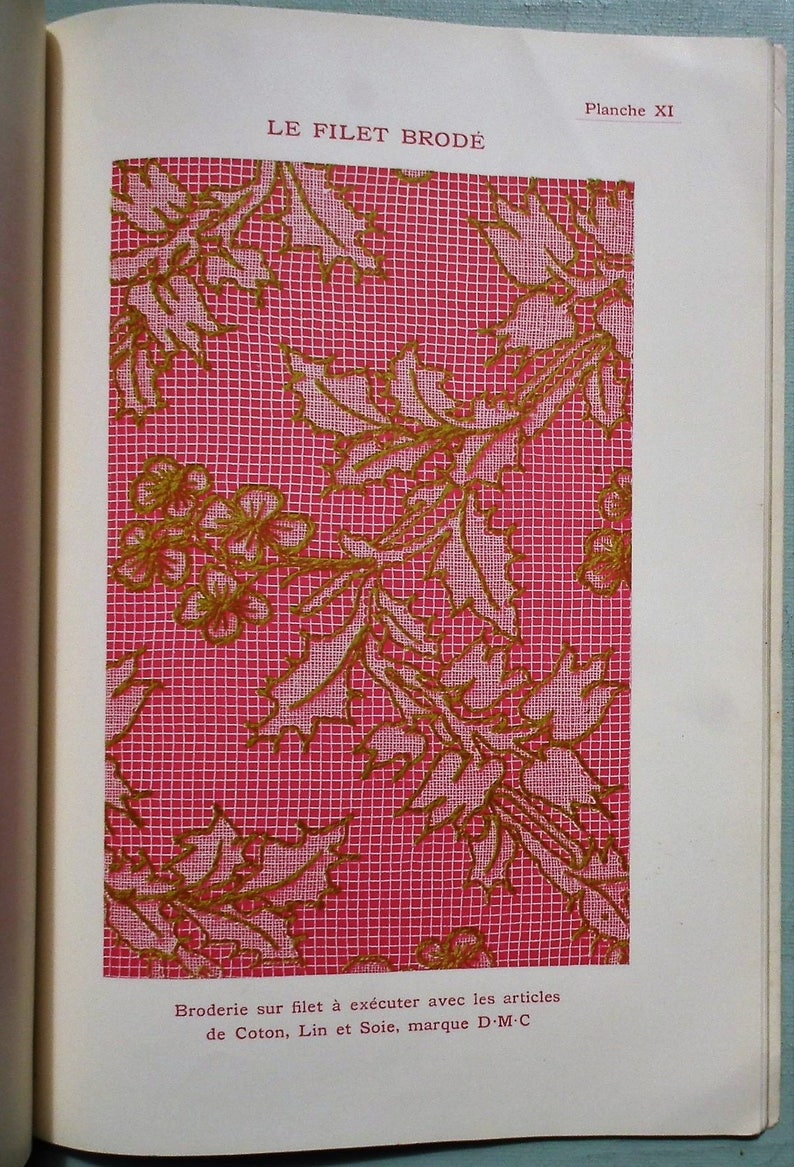 Antique Embroidery Book French Le Filet Brode Net Etsy