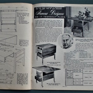 Vintage 1950s craft magazine Pins and Needles / Weekend Workshop No. 47 original knitting crochet patterns woodworking 50s mid-century homes image 9