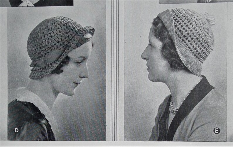 Vintage 1930s crochet patterns women's hats caps Fancy Needlework Illustrated magazine supplement 30s original patterns women's accessories image 8