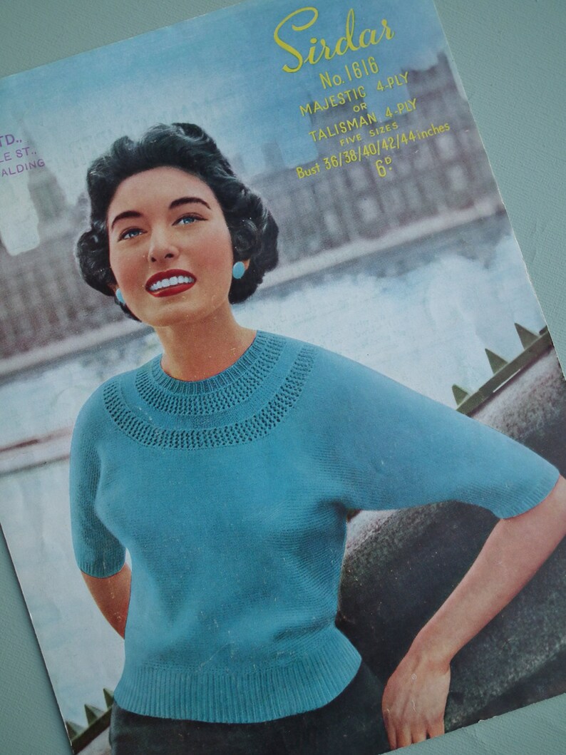 Vintage 1950s Knitting Pattern Women's Sweater Jumper 50s Etsy