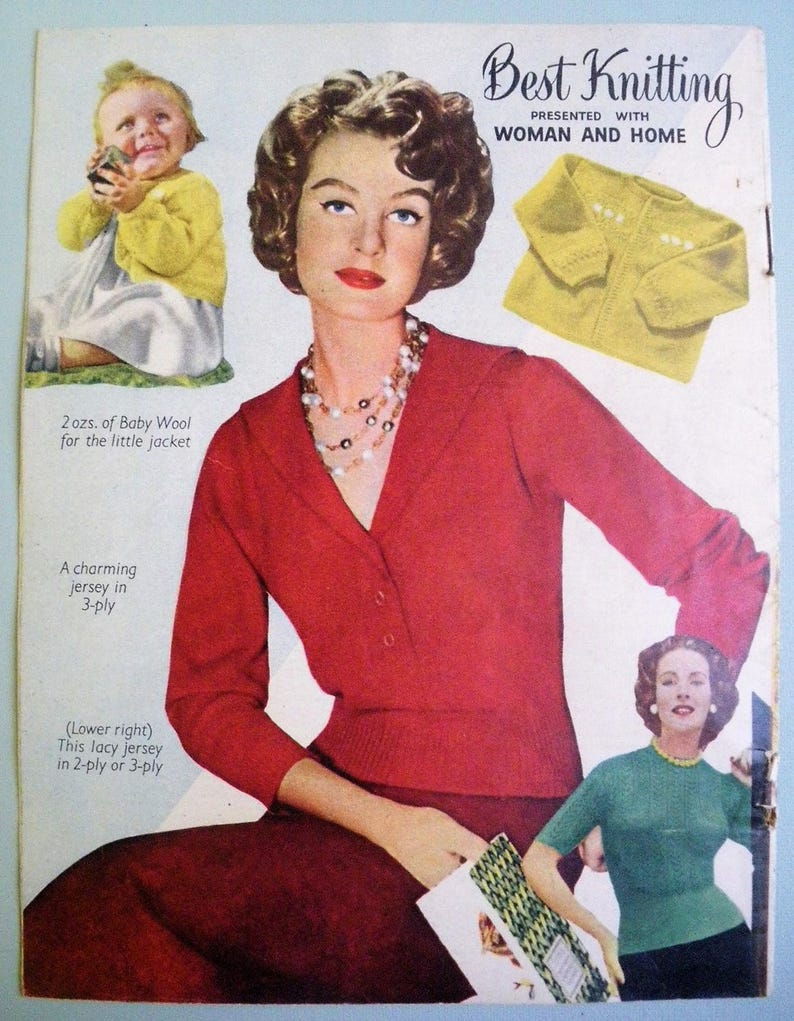 Knitting Patterns Vintage 1950s Best Knitting 50s Magazine Supplement Sweaters Cardigans Jackets Women's Men's Children's Knitwear image 1