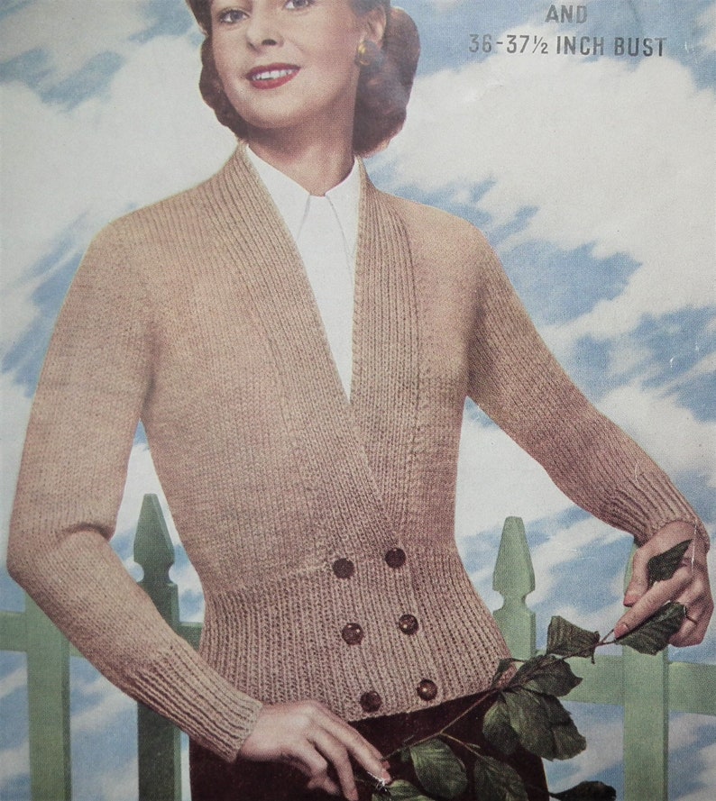 Vintage 1940s knitting pattern women's cardigan Ladyship No. 3104 UK 40s image 2