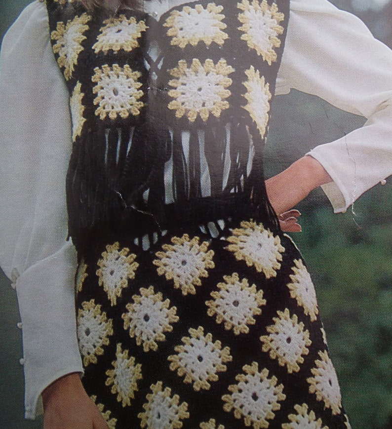 Crochet Pattern Vintage 1960s 1970s Women's Skirt and Fringed Waistcoat / Bolero original pattern 60s 70s Emu No. 2877 UK image 3