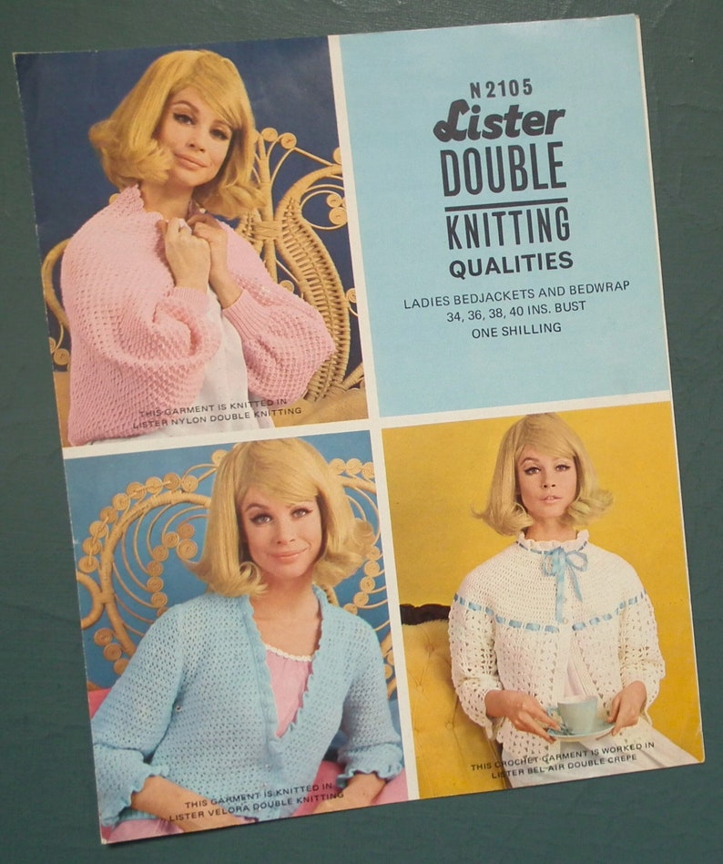 Vintage knitting crochet pattern 1960s women's bed jackets bedjackets cardigans wrap Lister No. N2105 UK 60s original colour pattern image 10
