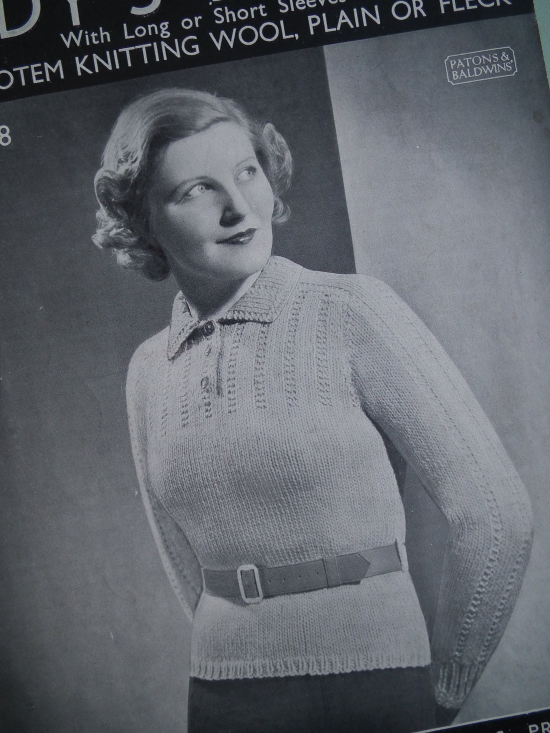 Vintage 30s Knitting Pattern Womens Sweater Jumper 30s - Etsy