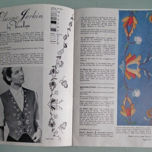 Vintage 1940s sewing knitting magazine Needlewoman and Needlecraft 1949 knitting patterns women's jumper mitts embroidery crochet edging image 3