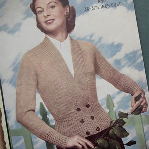 Vintage 1940s knitting pattern women's cardigan Ladyship No. 3104 UK 40s image 8