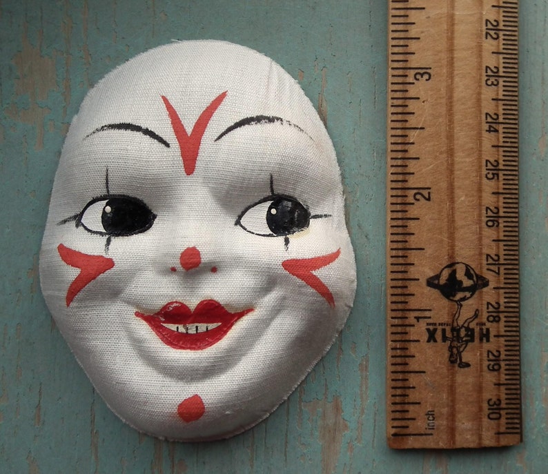 Vintage Clown 30s 40s Doll Face - Hand-painted Pressed Moulded Cloth ...