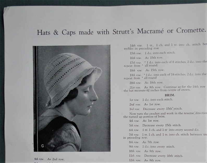 Vintage 1930s crochet patterns women's hats caps Fancy Needlework Illustrated magazine supplement 30s original patterns women's accessories image 5