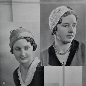 Vintage 1930s crochet patterns women's hats caps Fancy Needlework Illustrated magazine supplement 30s original patterns women's accessories image 6