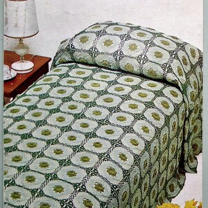 Vintage crochet pattern 1960s 1970s granny squares bedcover bedspread quilt throw blanket Coats No. 1078 UK - 60s 70s original pattern