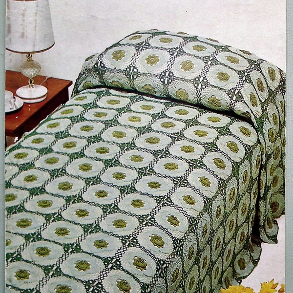 vintage Crochet Pattern 1960s 1970s Grandma Squares Bedcover Bedspread Quilt Throw Blanket Coats No. 1078 UK - 60s 70s original pattern