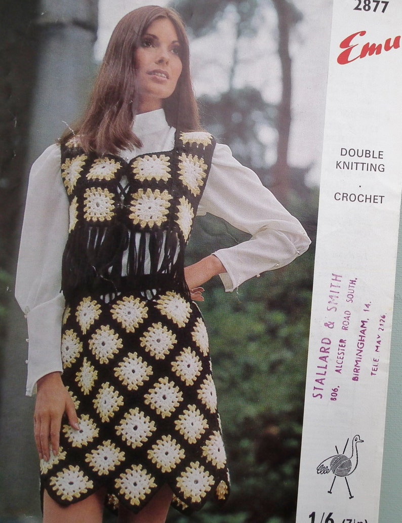 Crochet Pattern Vintage 1960s 1970s Women's Skirt and Fringed Waistcoat / Bolero original pattern 60s 70s Emu No. 2877 UK image 5