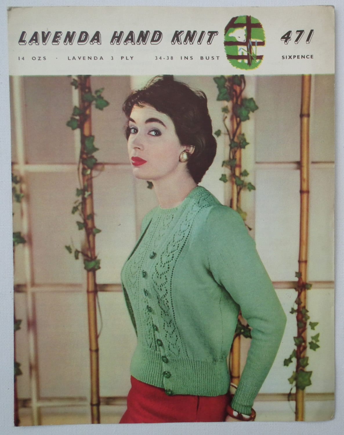 メ*ル様 50s 60s two-tone frontV vintage swe Original Vintage 1950s Knitting Pattern Women's Twin Set Sweater