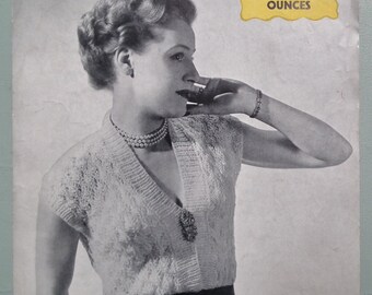 Vintage 1940s Knitting Pattern Women's Lacy Top Blouse Jumper sweater 40s original pattern WW2 WWII wool rationing UK Golden Eagle No. 1031