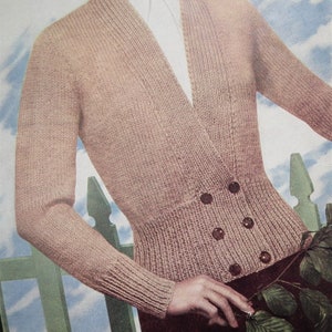 Vintage 1940s knitting pattern women's cardigan Ladyship No. 3104 UK 40s image 3