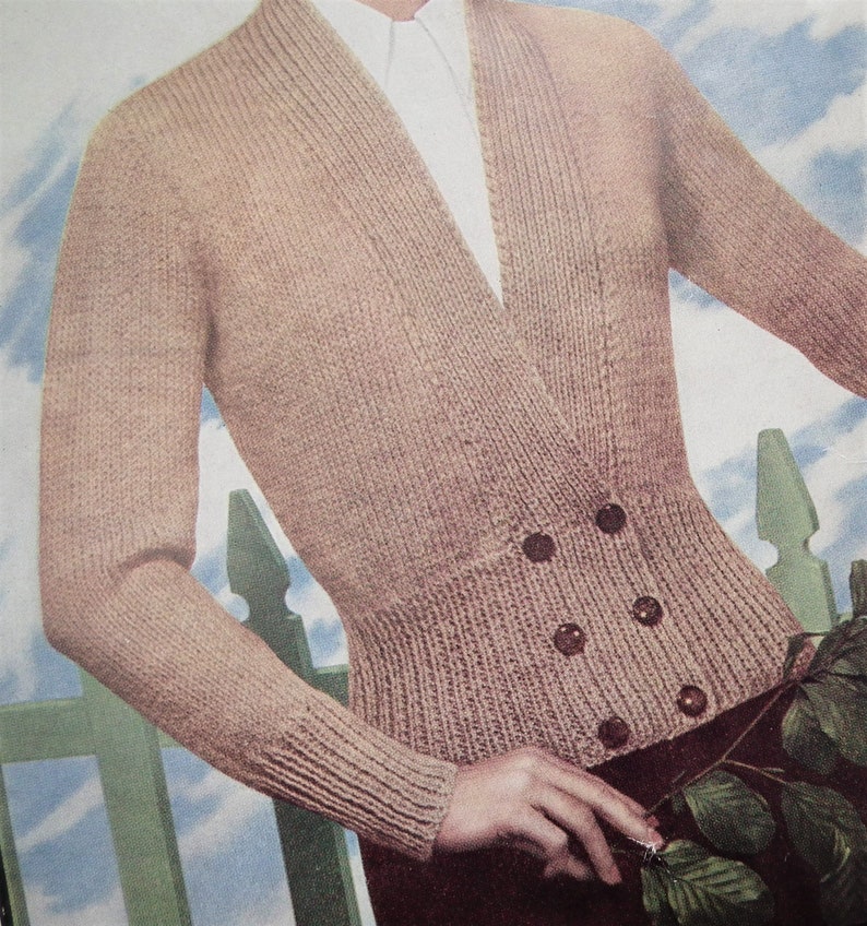 Vintage 1940s knitting pattern women's cardigan Ladyship No. 3104 UK 40s image 3
