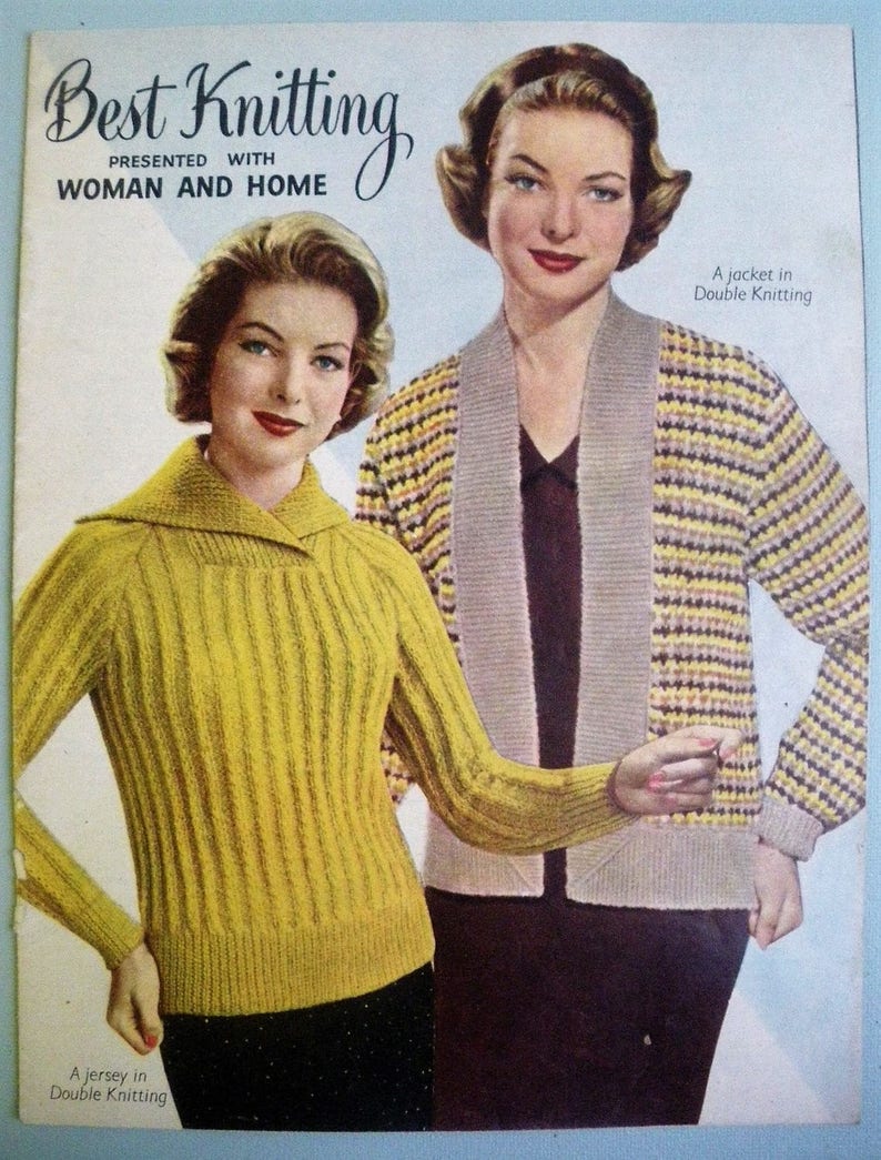 Knitting Patterns Vintage 1950s Best Knitting 50s Magazine Supplement Sweaters Cardigans Jackets Women's Men's Children's Knitwear image 5