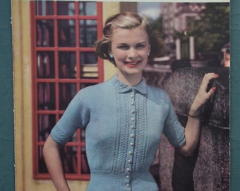 Vintage knitting pattern 1940s 1950s women's cardigan short sleeves blouse type 40s 50s original pattern - Lavenda No 409 UK 34" - 36" bust