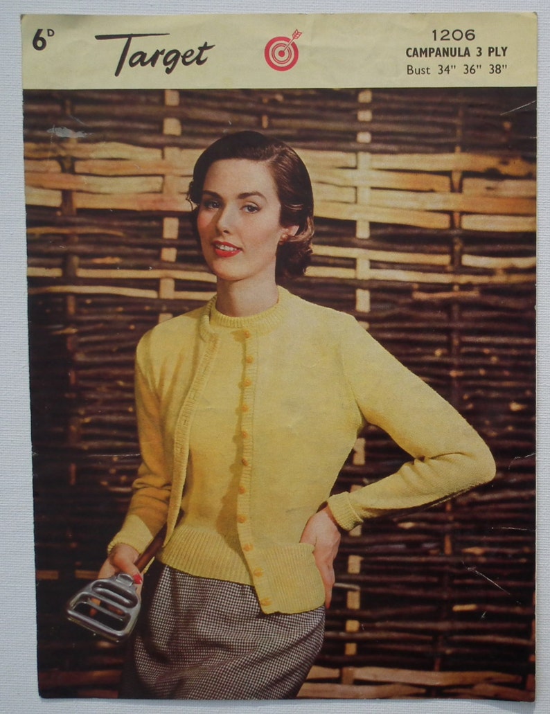 Vintage 1950s Knitting Pattern Women's Twin Set Sweater image 0