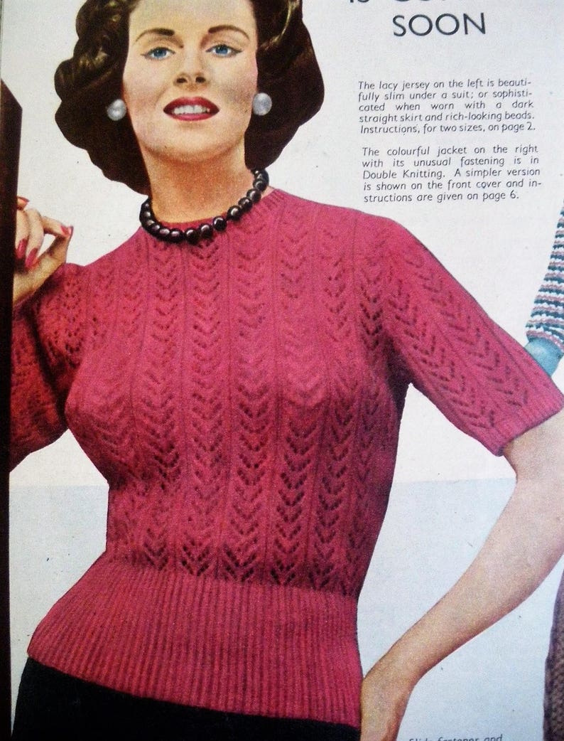 Knitting Patterns Vintage 1950s Best Knitting 50s Magazine Supplement Sweaters Cardigans Jackets Women's Men's Children's Knitwear image 4