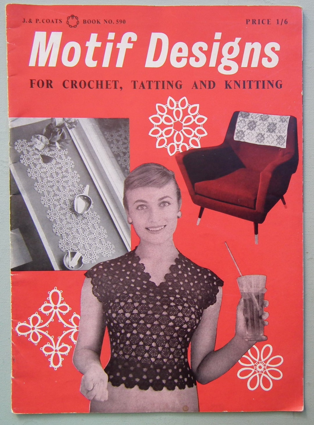 Vintage 1950s Pattern Book Booklet - Motif Designs for Crochet, Tatting ...