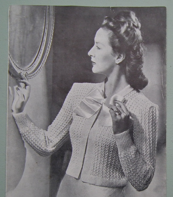 Original Vintage Knitting Pattern 1930s 1940s 30s 40s Women