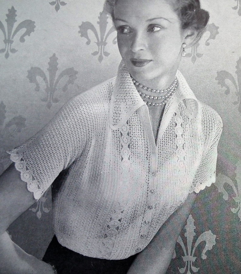Lady/'s cobweb waistcoat crochet pattern Copy from vintage booklet.