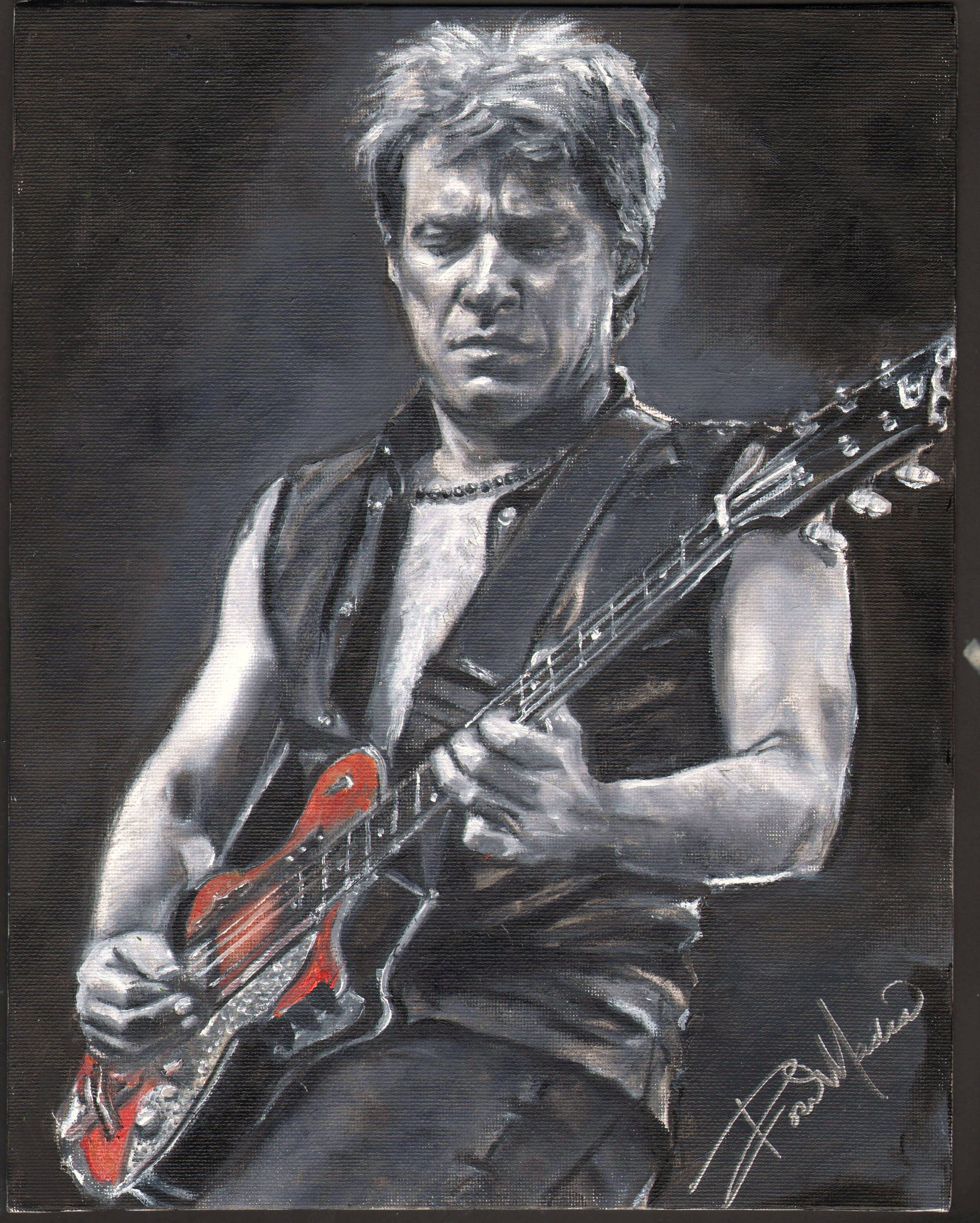 Jon Bon Jovi, and His Red Guitar. A Print From the Original Oil