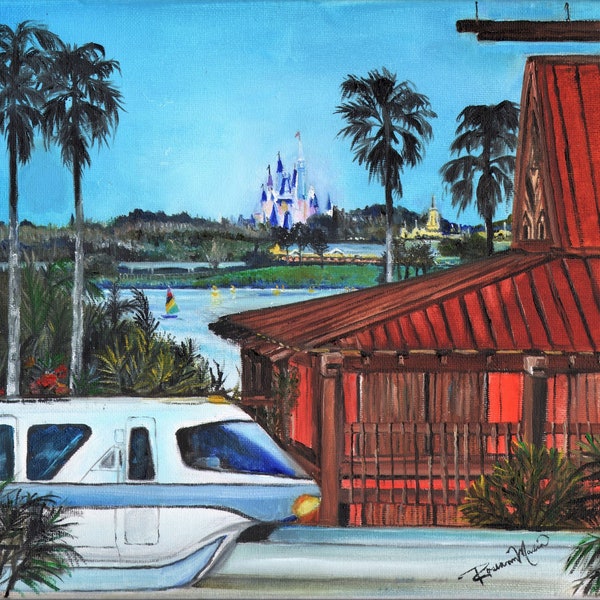 Polynesian Resort & Monorail, a print of the original painting, by Artist, Roseann Madia