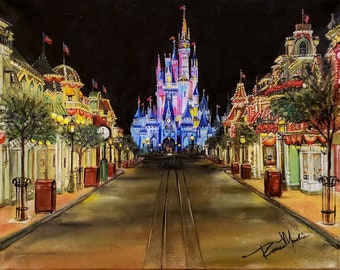 Disney's Main Street USA, print of original oil painting by Artist, Roseann Madia