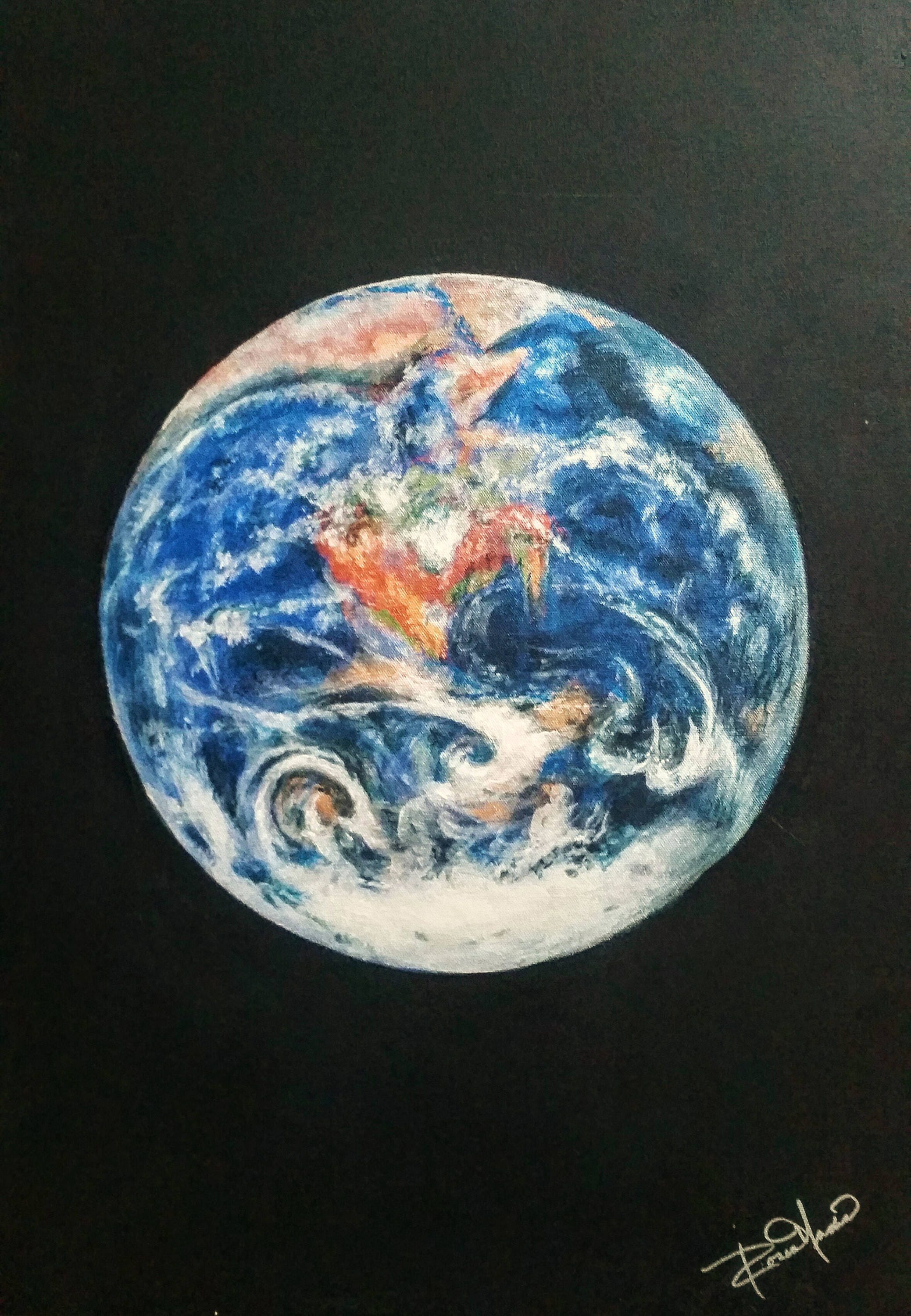 Big, Blue Marble.. Earth. A Print From the Original Painting by Artist