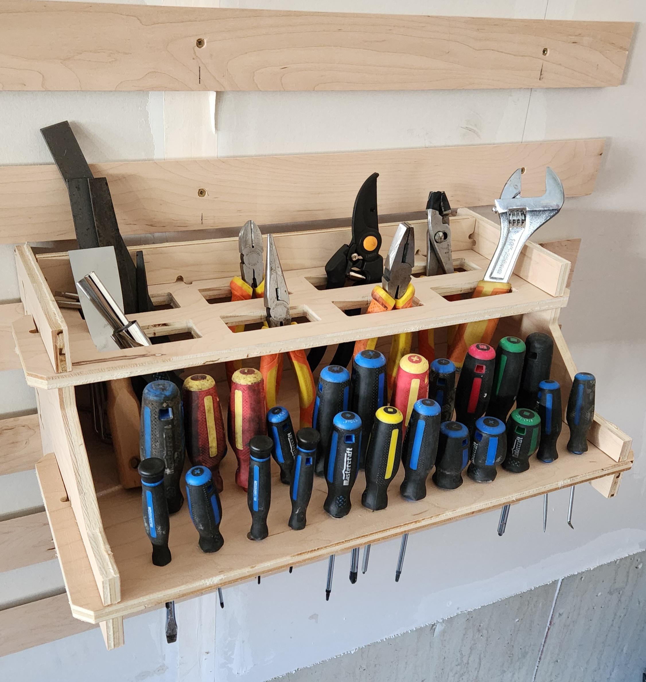 Screwdriver/Plier/Hand Tool Storage Rack DXF Files - French Cleat System (Friction Fit  - No Screws Needed)