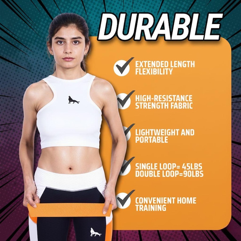 76 Inches Long Heavy Fabric Resistance Bands for Women and Men - Non-Slip, Durable Exercise Bands for Stretching, Yoga, Home Fitness image 8