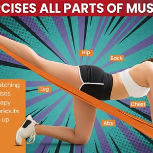 76 Inches Long Heavy Fabric Resistance Bands for Women and Men - Non-Slip, Durable Exercise Bands for Stretching, Yoga, Home Fitness image 2