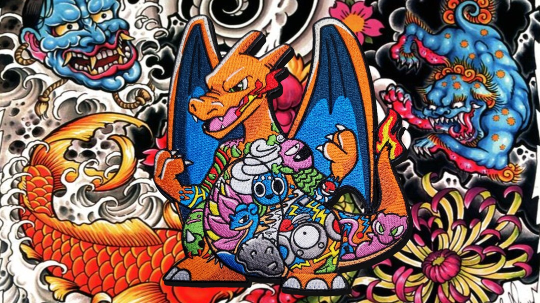 YAKUZA CHARIZARD POKEMON Embroidered Velcro Patch Ranger Eyes, Custom ...