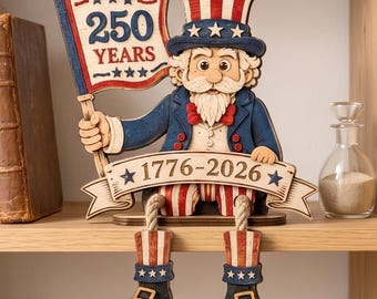 Vintage Uncle Sam Holzdekor | 250-jähriges Jubiläums-Gedenkdisplay, Americana-Regaldekor