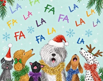 Fa La La Dog Carols Mahjong Mat Merry Christmas Table Game Mat Festive Holiday Home Decor Cute Pet Lover Gift Fun Game Night