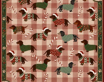 Charming Dachshund Christmas Table Mat, Festive Pet Lover Gift, Wiener Dog Holiday Decor, Red Plaid Game Board, Unique Mahjong Accessory