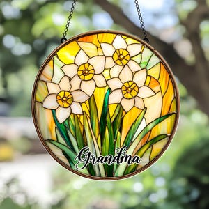 Personalized Birth Flower Acrylic Suncatcher, Birth Month Floral Window Hanging, Custom Mother’s Day or Memorial Gift