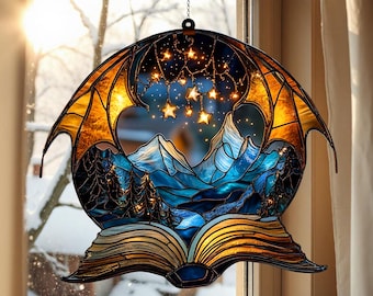 SALE 50% ACRYLIC SUNCATCHER Fantasy Book Reader Gift Window Decor Christmas Gift Bookshelf Decor Book Lover Gift Bookish Gift