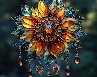 Cadeau Attrape-soleil à Suspendre En Forme De Vitrail Tournesol Pour L'anniversaire D'une Maman - France