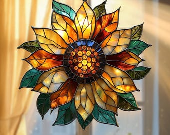 Sunflower ACRYLIC SUNCATCHER Flower Window Hanging Gift For Garden Decor Floral Gift For Mom Plant Lover Plant Decor Housewarming Gift