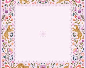 Leopard Floral Mahjong Game Mat, Pink Safari Table Cover, Decorative Board Accessory