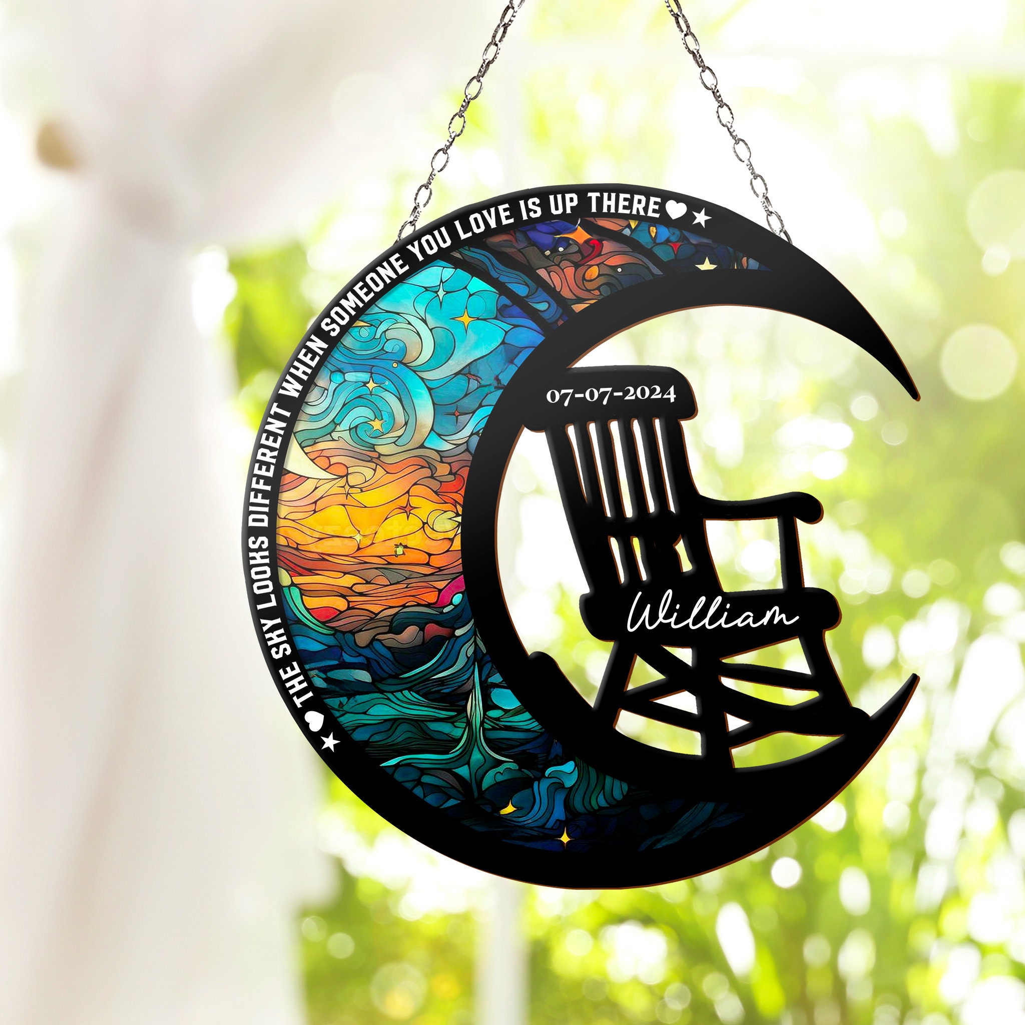 Custom Memorial Suncatcher Gift Sympathy Gift The Sky Looks Different Window Hanging Loss Of Father/Mom In Loving Memory Bereavement Gift