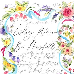 Handpainted Watercolor Floral Wedding Invitation Template