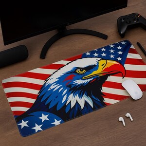 XL American Eagle USA Flag Mouse Pad 31.5&quot;x11.8&quot; Patriotic Desk Mat Gaming Pad